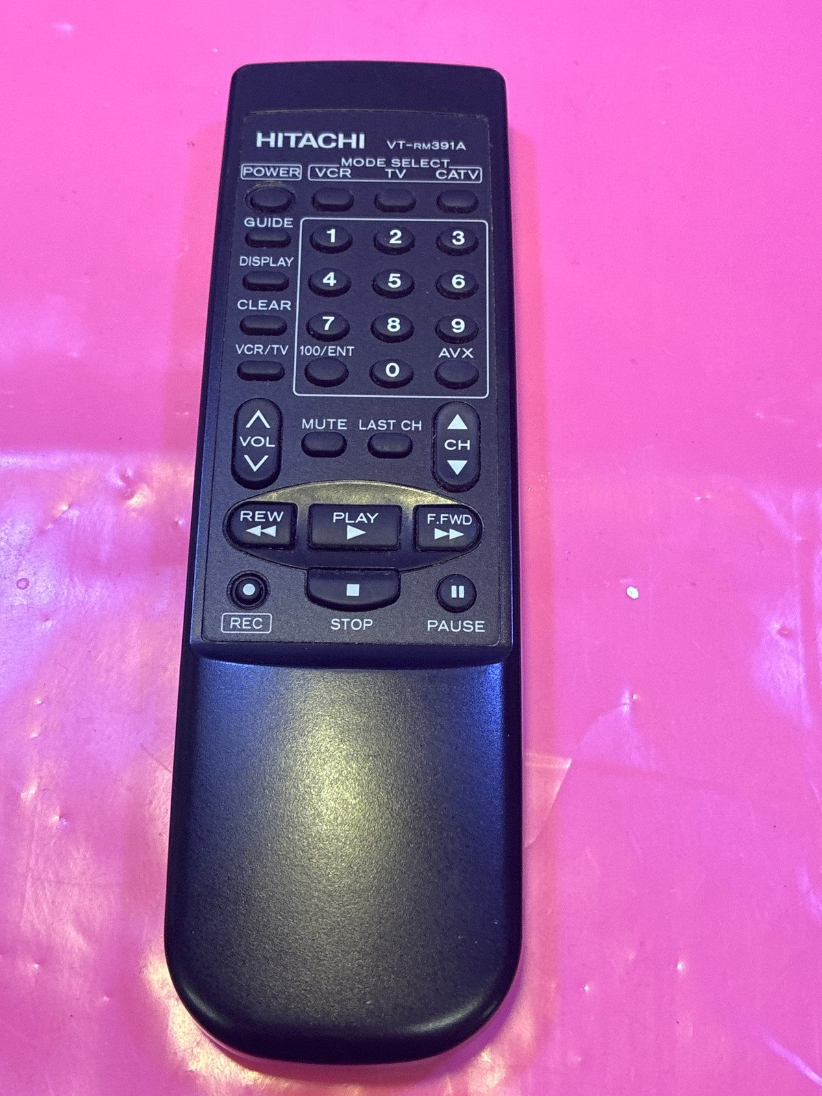 🔥 Hitachi VT-RM391A VCR TV CATV Remote Control - Black