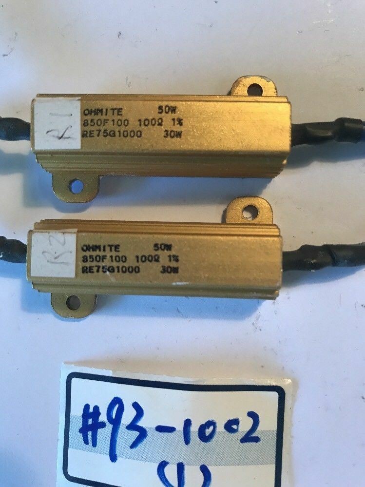 - 2x OHMITE 850F100  RESISTOR RE75G1000, 100 KOHMS, 1%,30W