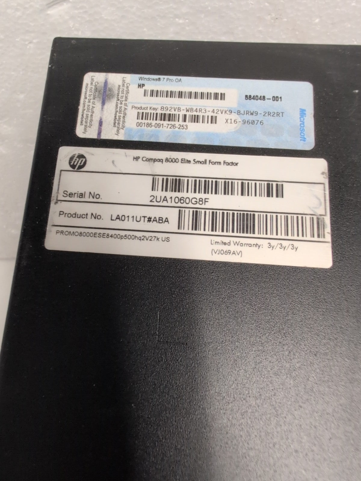 🔥 HP Compaq Elite 8000 SFF PC  Core 2 Duo E8400 /4GB Ram/ 500GB HDD/ Win XP -