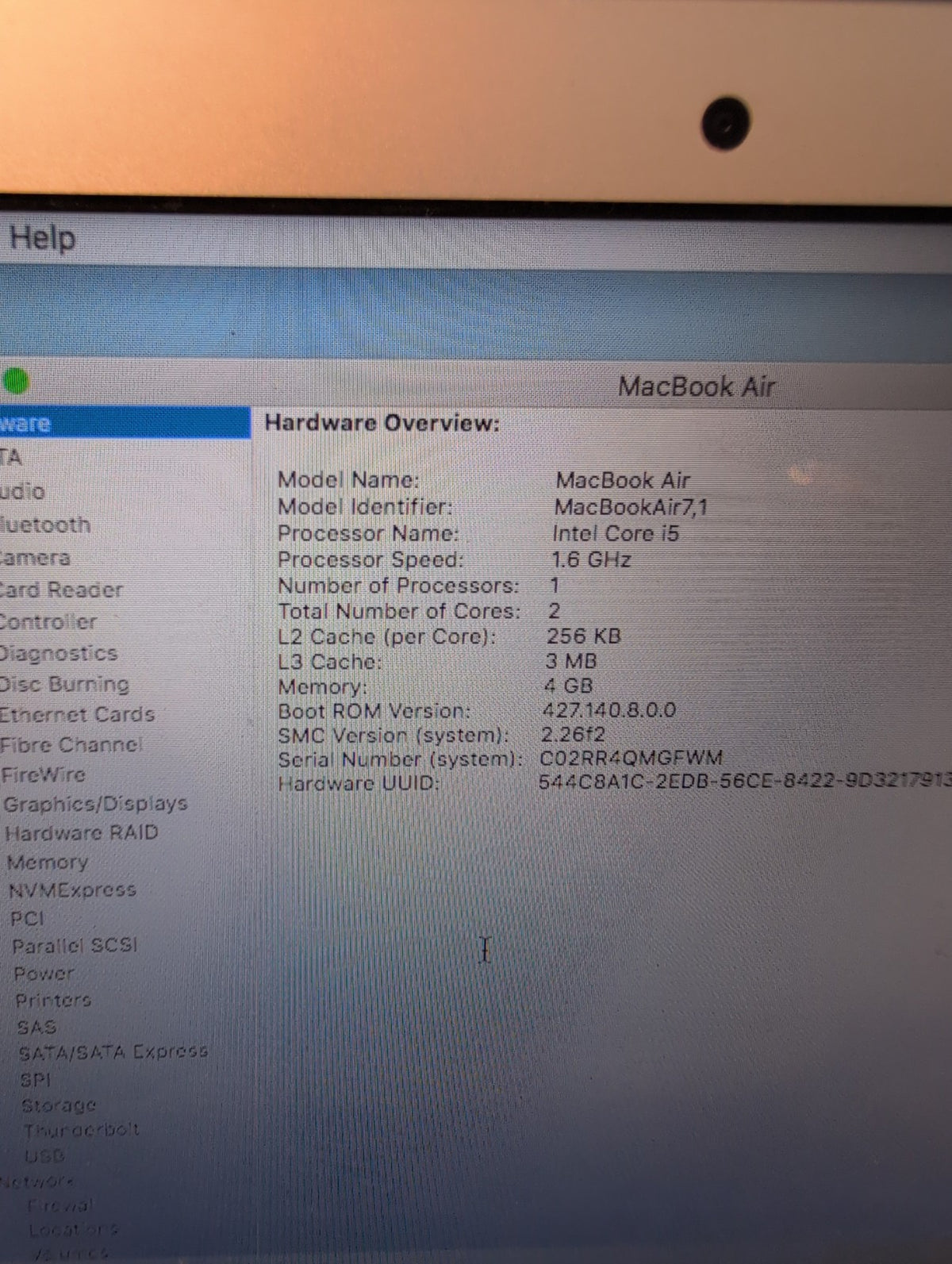 Apple MacBook Air A1465 11-inch 2015 1.6GHz Core i5 4GB 128GB SSD (NO AC) -