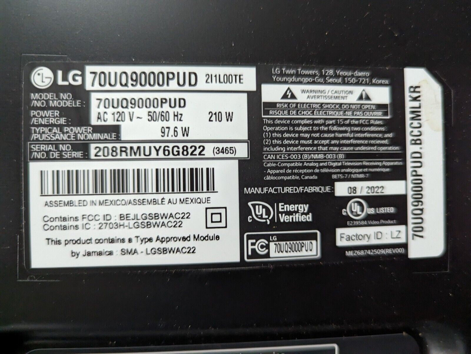 - LG 75UQ9000PUD TV Power Supply Board | EAX69502302 | LGP70T-21U1 Tested 