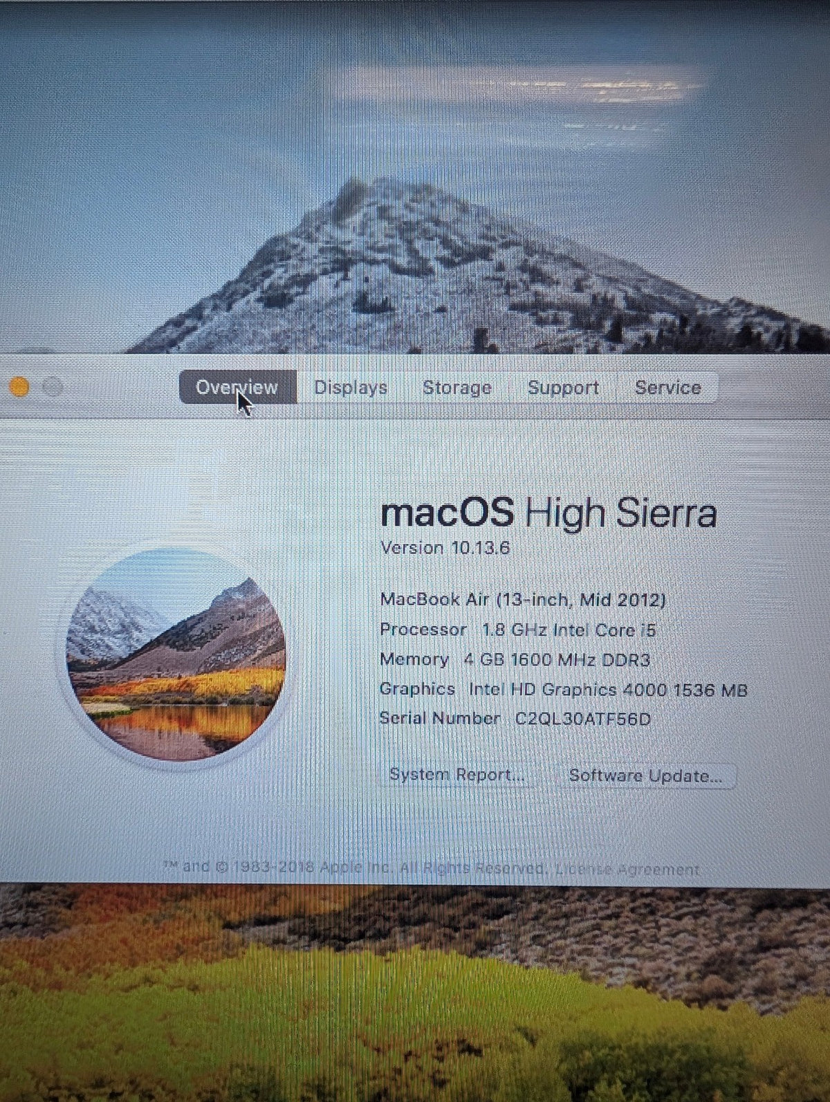 🎸 Apple MacBook Air 13" A1466 Mid 2012 i5-1.8GHz/4GB/256GB SSD Laptop (NO AC)