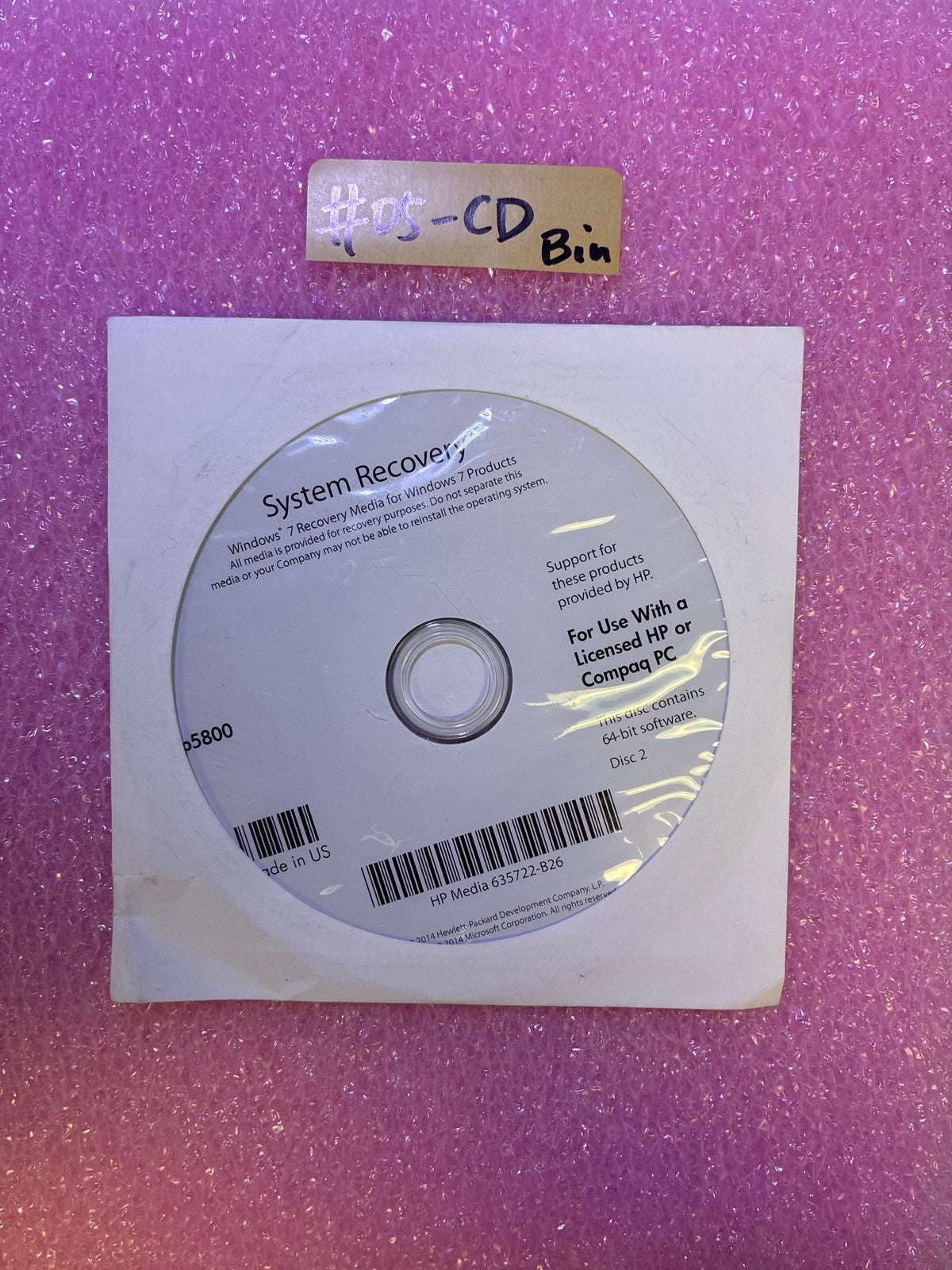 🔥 HP System Recovery Windows 7 64-bit Disc 2 635722-B26 for HP/Compaq PC