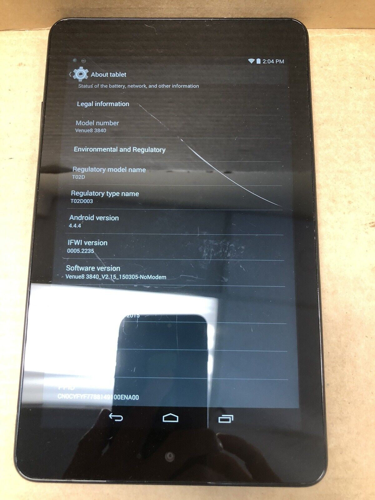 $ Dell Venue 8 3840 16GB, Wi-Fi, 8in - Black -touch screen cracked