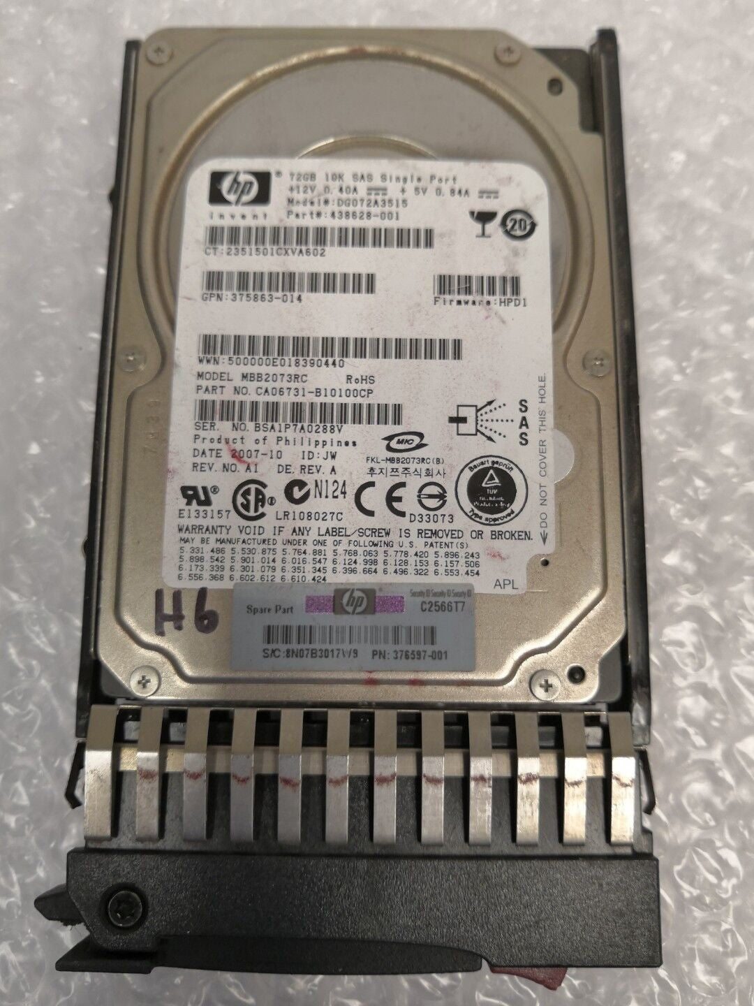 - HP 72GB 10K SAS SFF 2.5"  HDD 376597-001 375863-014 DG072A3515 438628-001 @@@