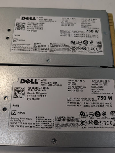 2x 750W F613N  Power Supply For Dell PowerEdge R510 R515 R715 R810 R815 -