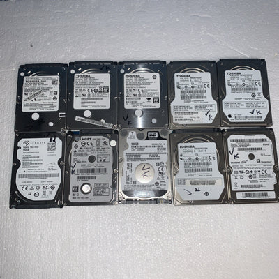 (10x) Mixed 500GB HDD 2.5" Laptop Hard Drive (1000+ days lifespan remaining)