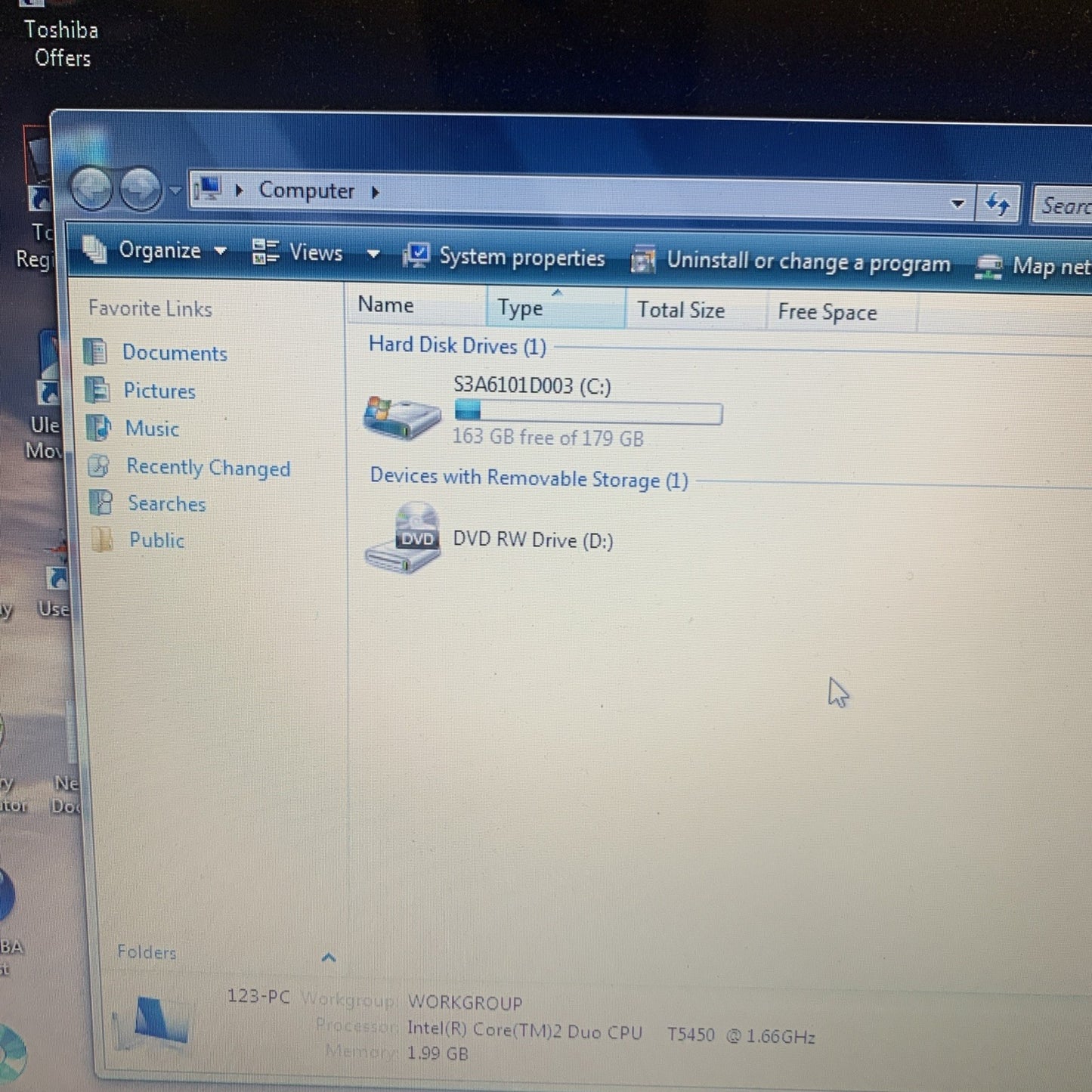 Toshiba Satellite A200-TH1 Intel T5450 2GB 200GB Windows Vista (original) laptop