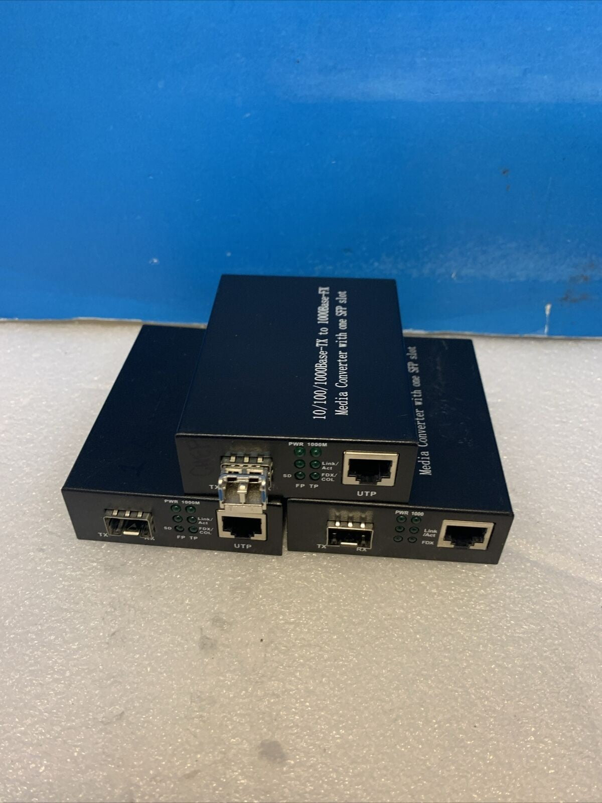 Lot of 3 Media Converter 10/100/1000Base-TX to 1000Base-FX with one SFP slot
