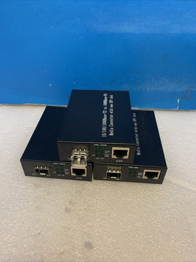 Lot of 3 Media Converter 10/100/1000Base-TX to 1000Base-FX with one SFP slot