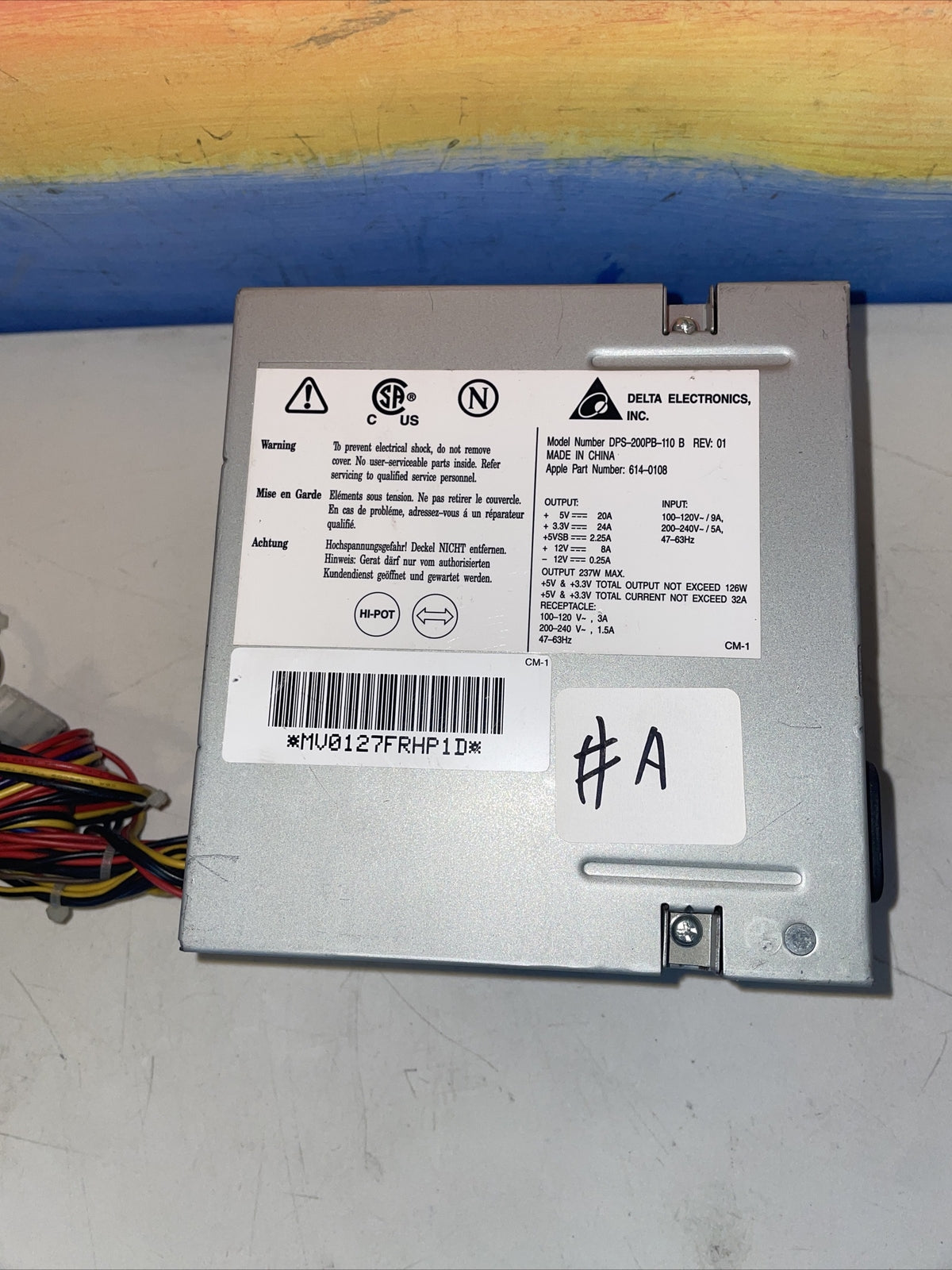 DPS-200PB-110 B REV 01 Apple Part 614-0108 Power Supply