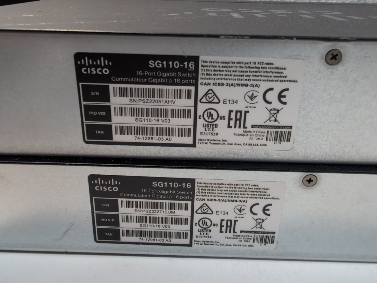 2x Cisco SG110-16 16-Port Gigabit Network Switches Tested  -