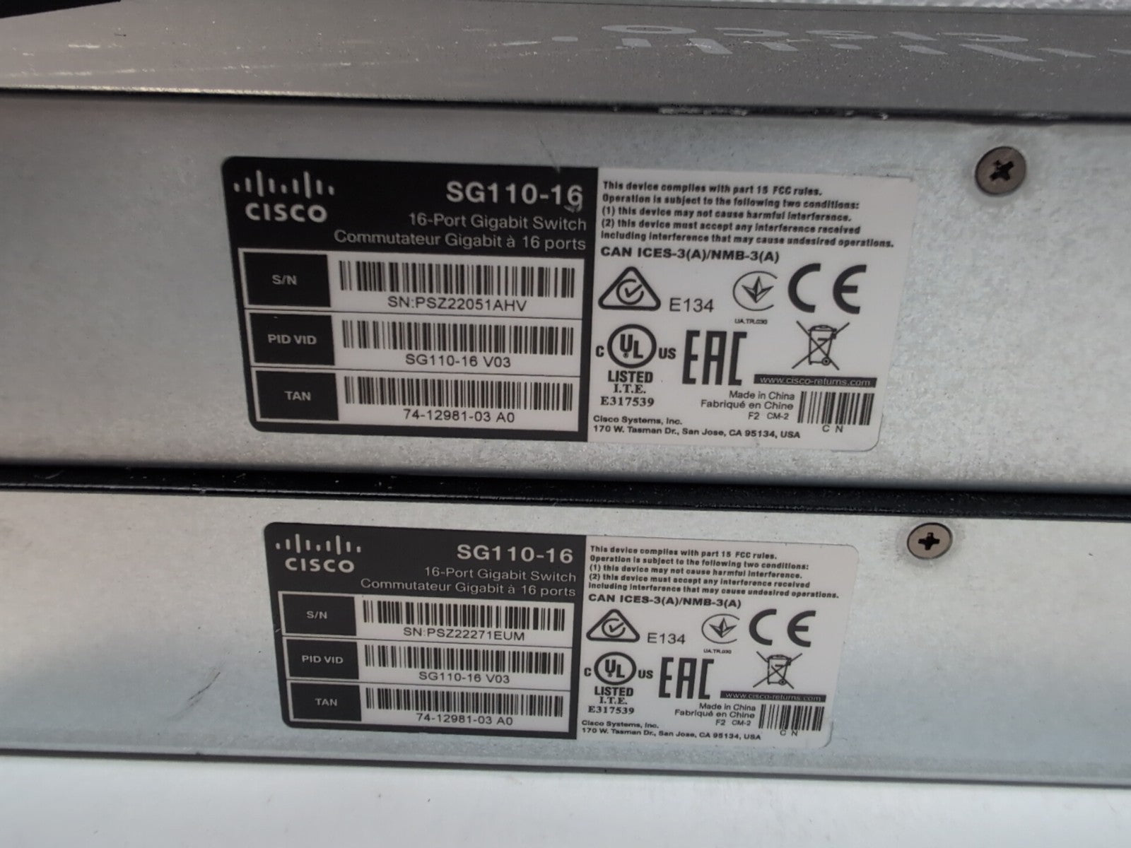 2x Cisco SG110-16 16-Port Gigabit Network Switches Tested  -