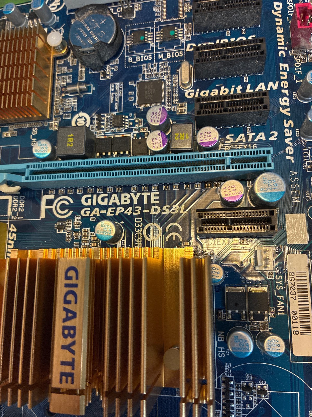 🔥 Gigabyte GA-EP43-DS3L LGA775 Motherboard with Intel Core 2 Duo E8400 3.0GHz