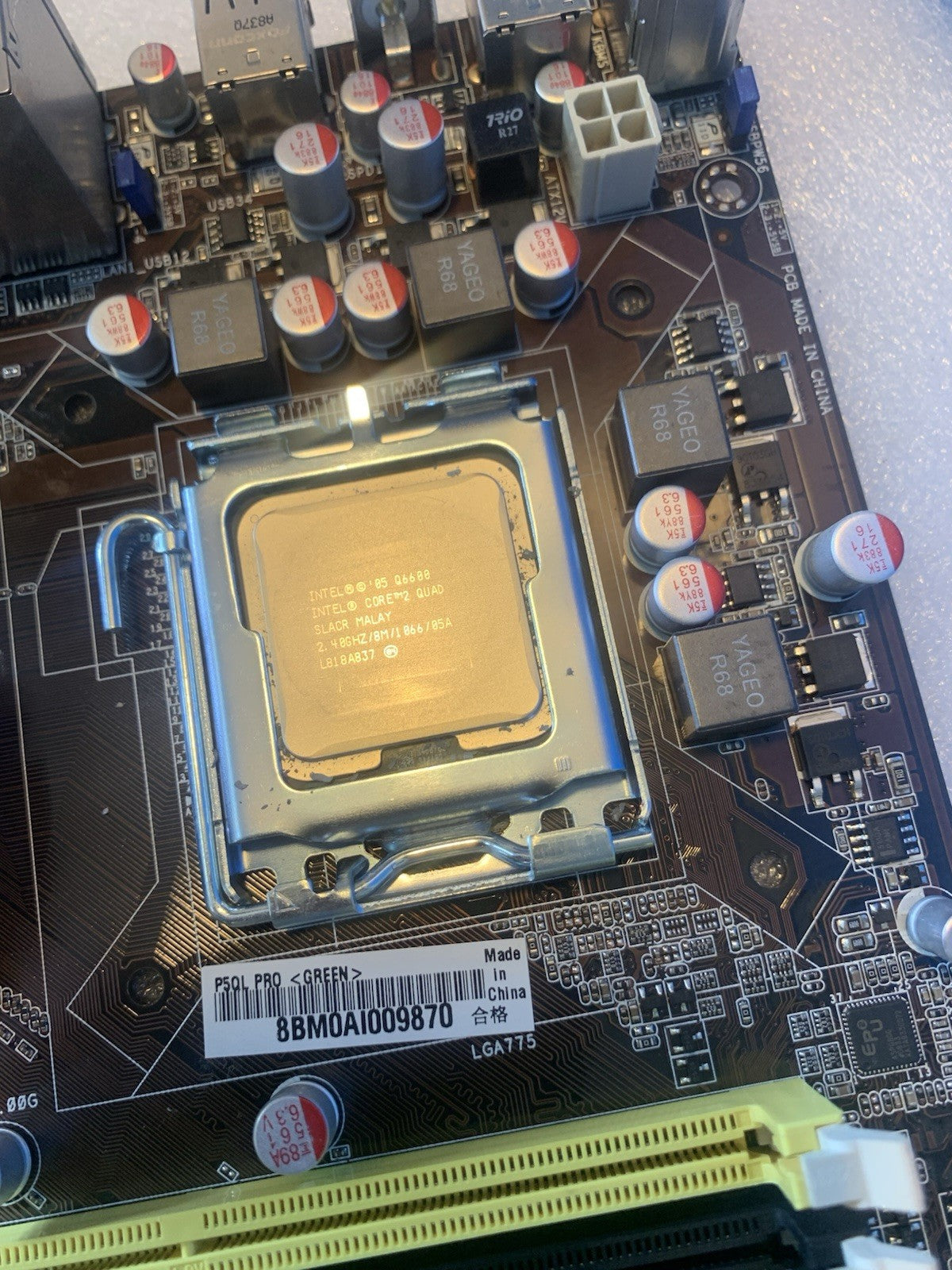 🔥 Asus P5Q Pro green LGA 775 ATX MOTHERBOARD w/ Q6600 CPU + I/O Shield