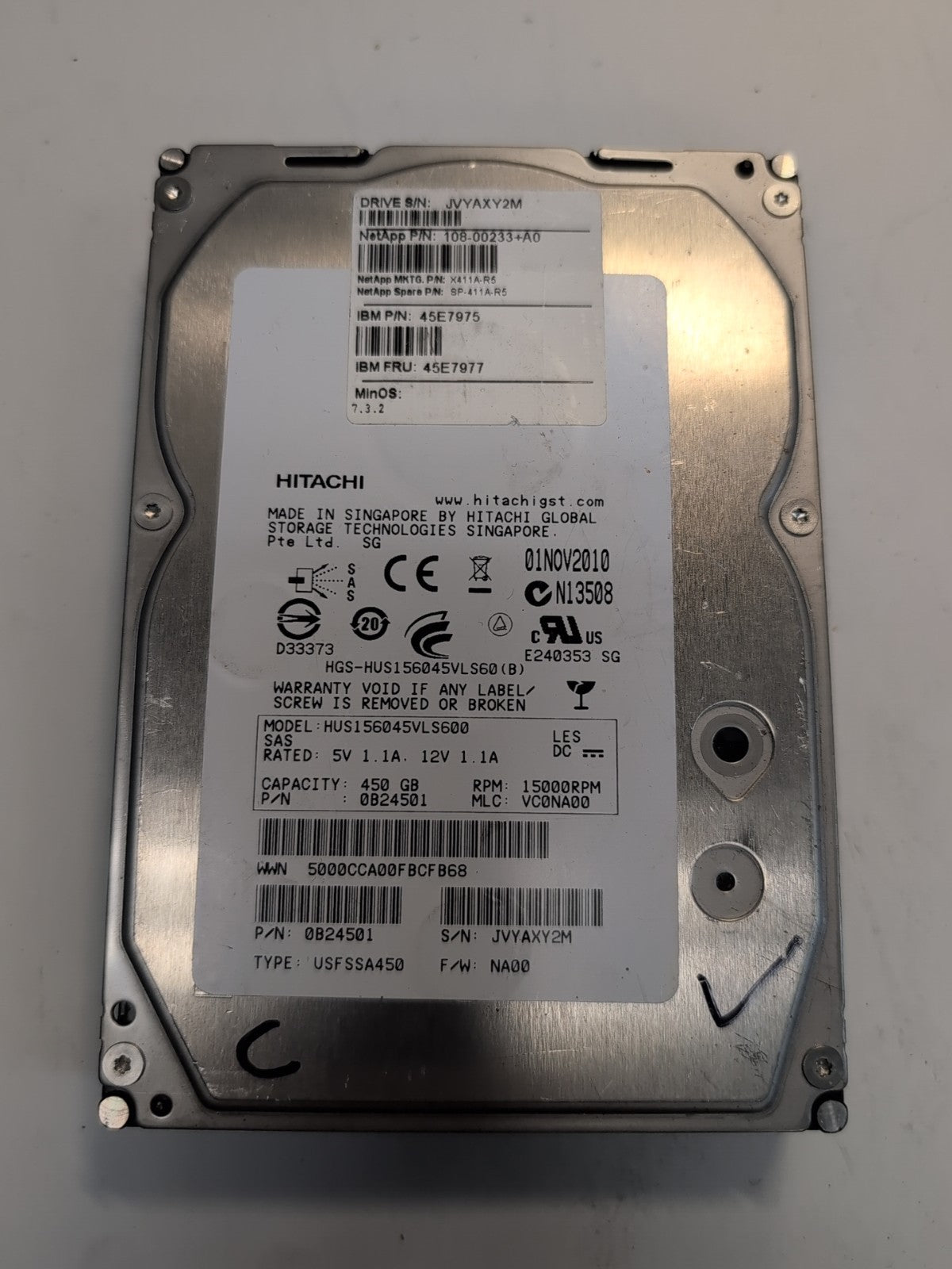 🔥  IBM 45E7975 45E7977 NetApp Hitachi HUS156045VLS600 450GB 15K RPM SAS HDD -