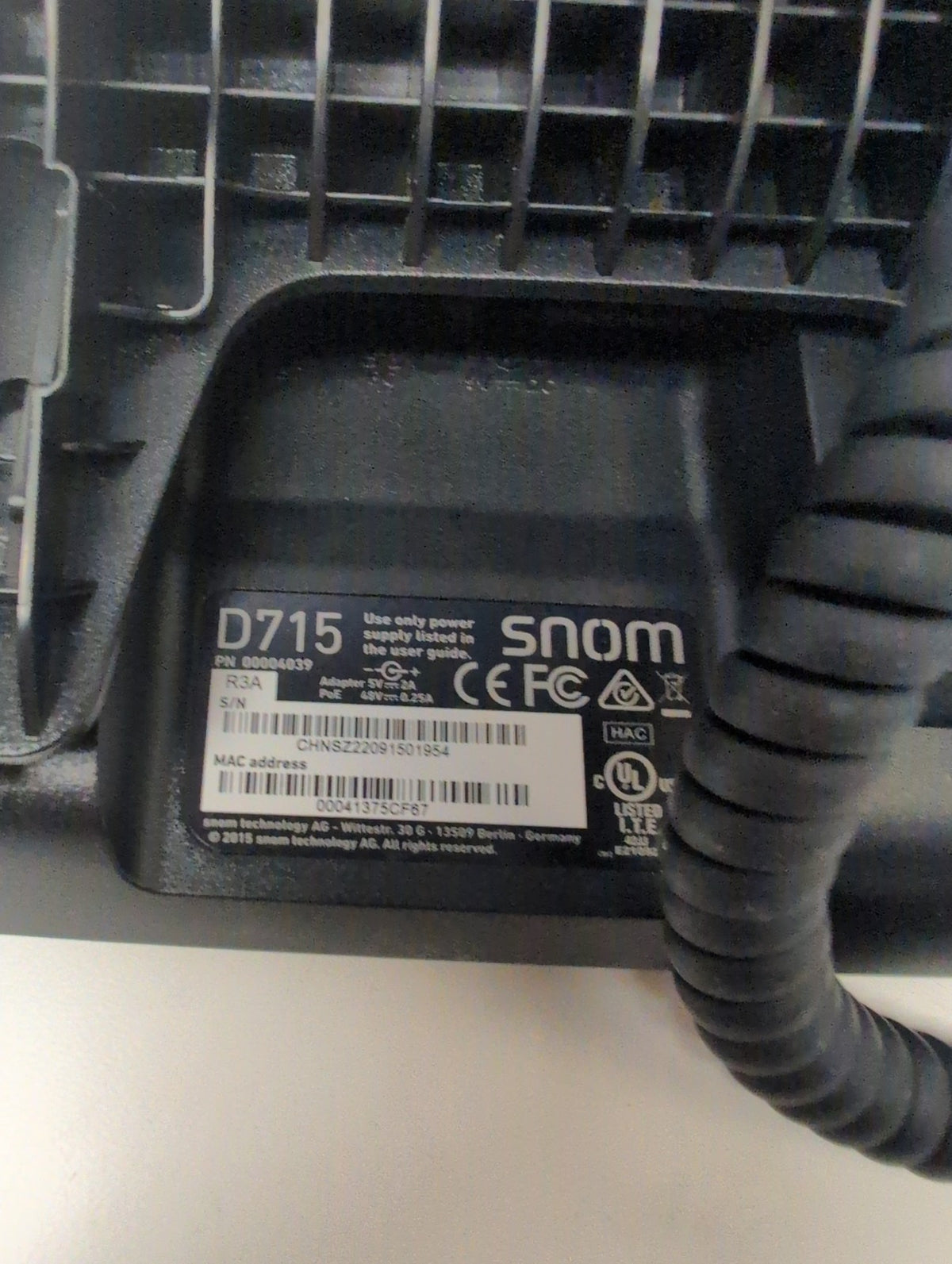 Snom D715 VoIP SIP Desk Phone Black PoE Grayscale LCD Business IP Phone -