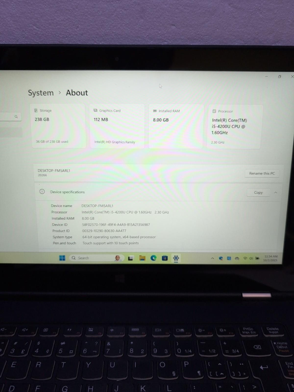 Lenovo Yoga 2 PRO 13.3" Touch FHD Laptop i5-4200U 1.60GHZ/ 8GB/256GB SSD/Win11 -