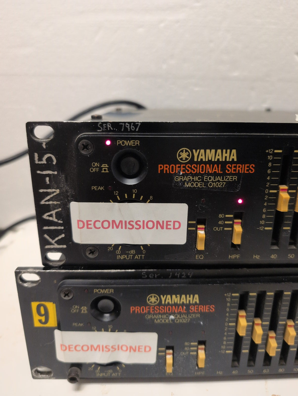 🎸 (PARTS) Lot of 2 Yamaha Q1027 31-Band Graphic Equalizer 2U Rack