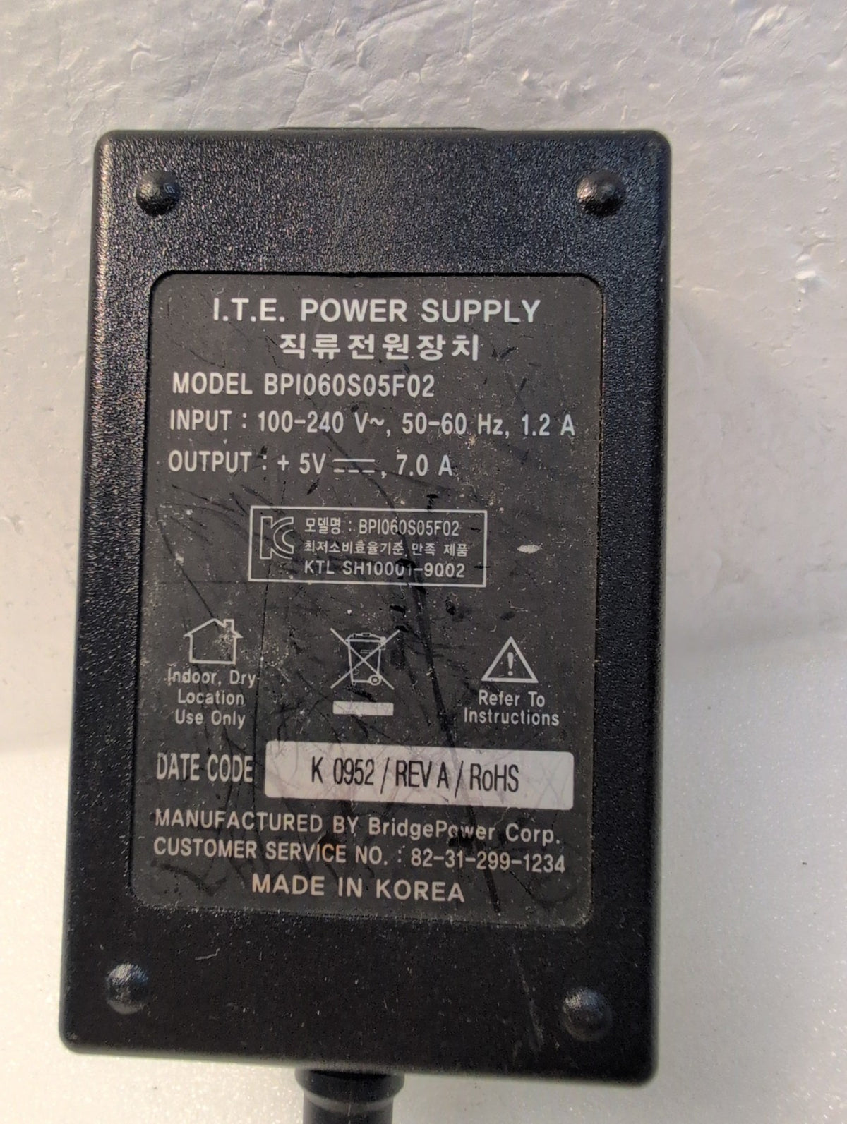 🎸 BridgePower BPI060S05F02 ITE Power Supply 5V 7A Server AC Adapter 100-240V