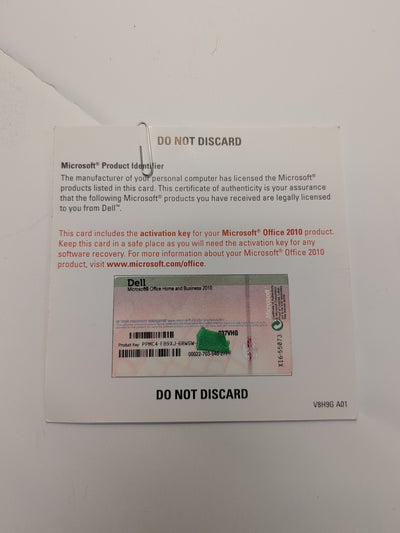 🔥 DELL MICROSOFT OFFICE 2010 HOME and BUSINESS PRODUCT KEY COA ONLY (no disc) -
