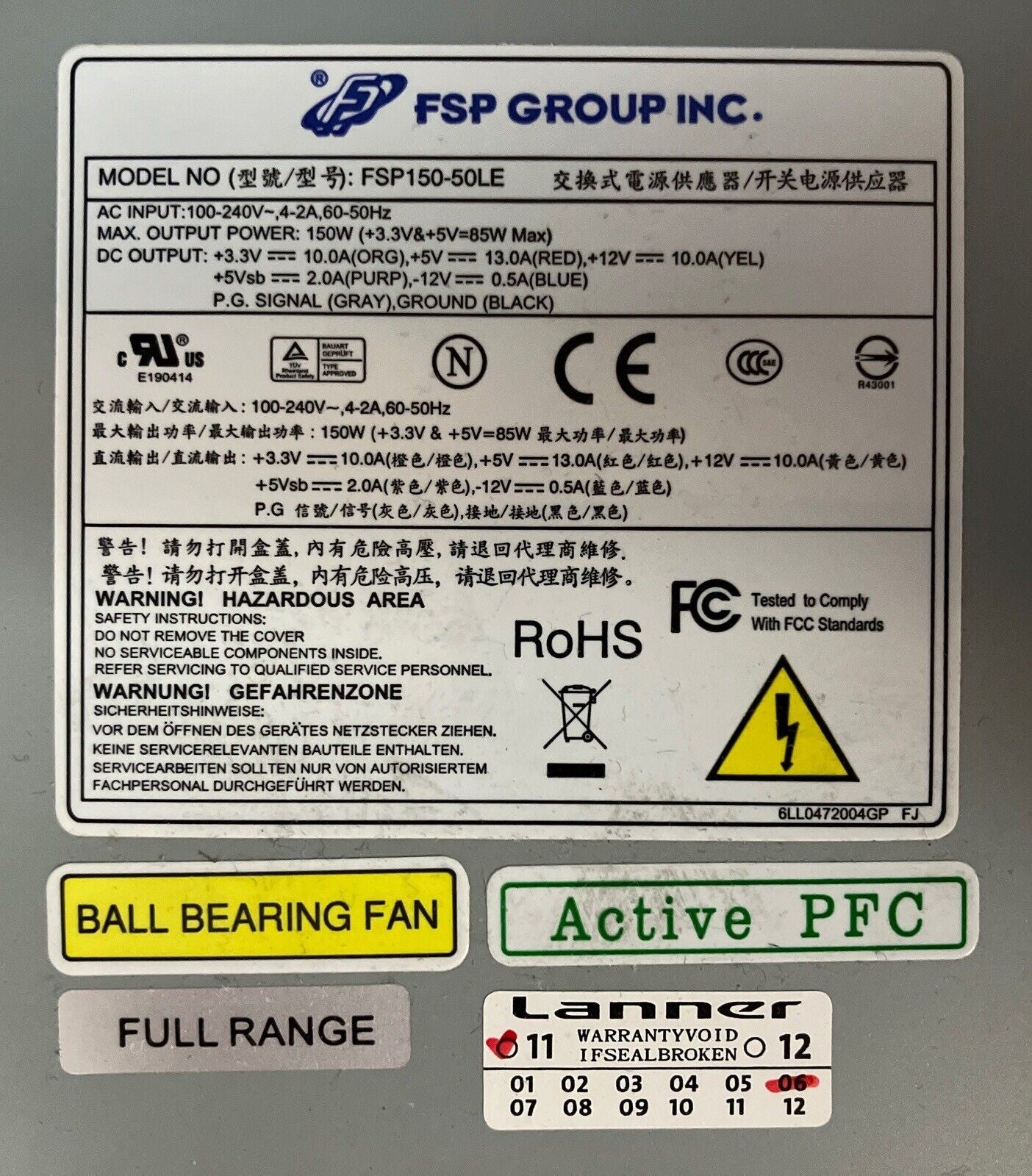 FSP FSP150-50LE 150W Industrial Bearing Fan Active PFC Power Supply 9PA1503412 ~