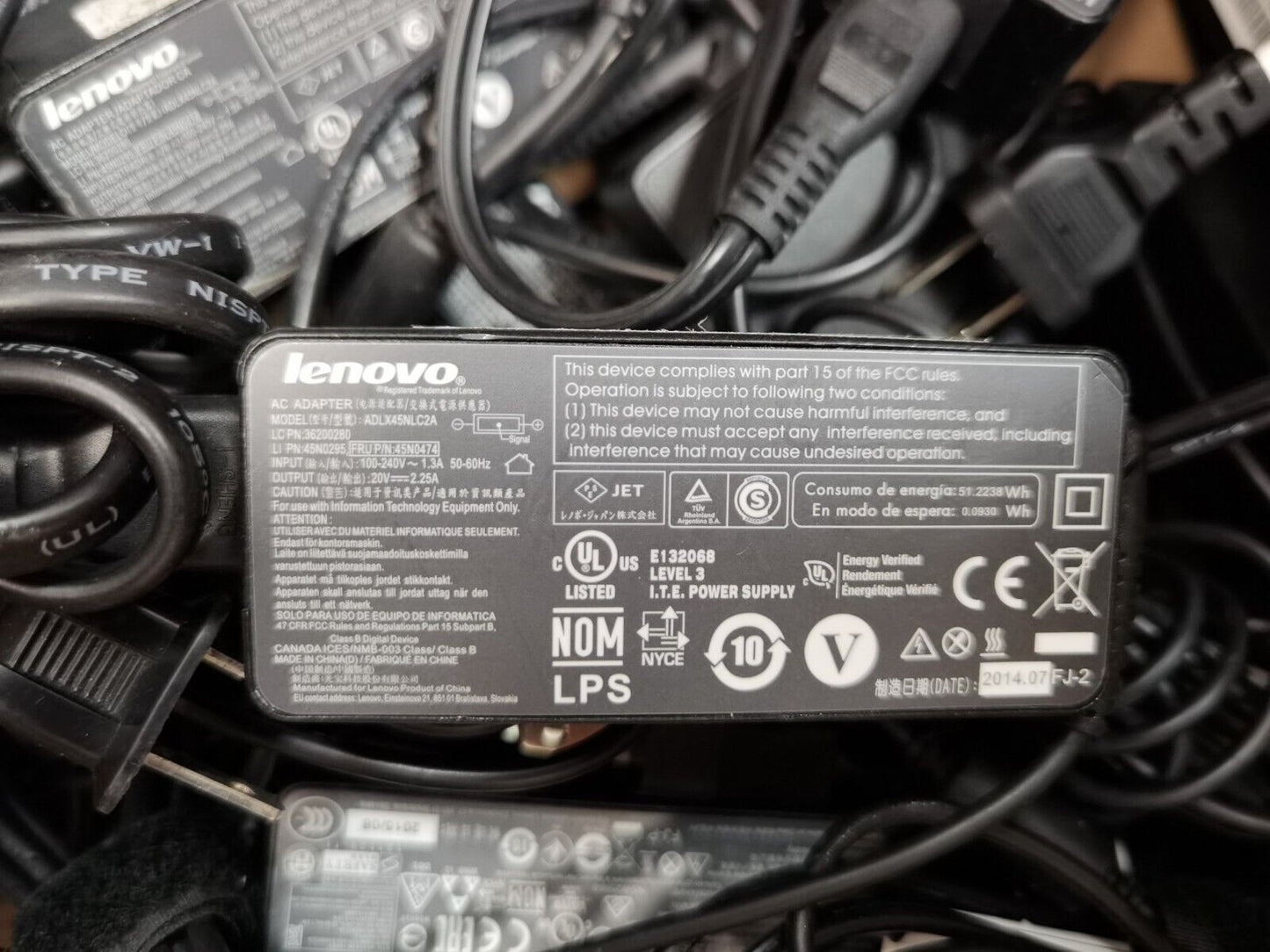 10x LENOVO AC adaper 45W 20V 2.25A  ADLX45NLC2A 45N0474 $