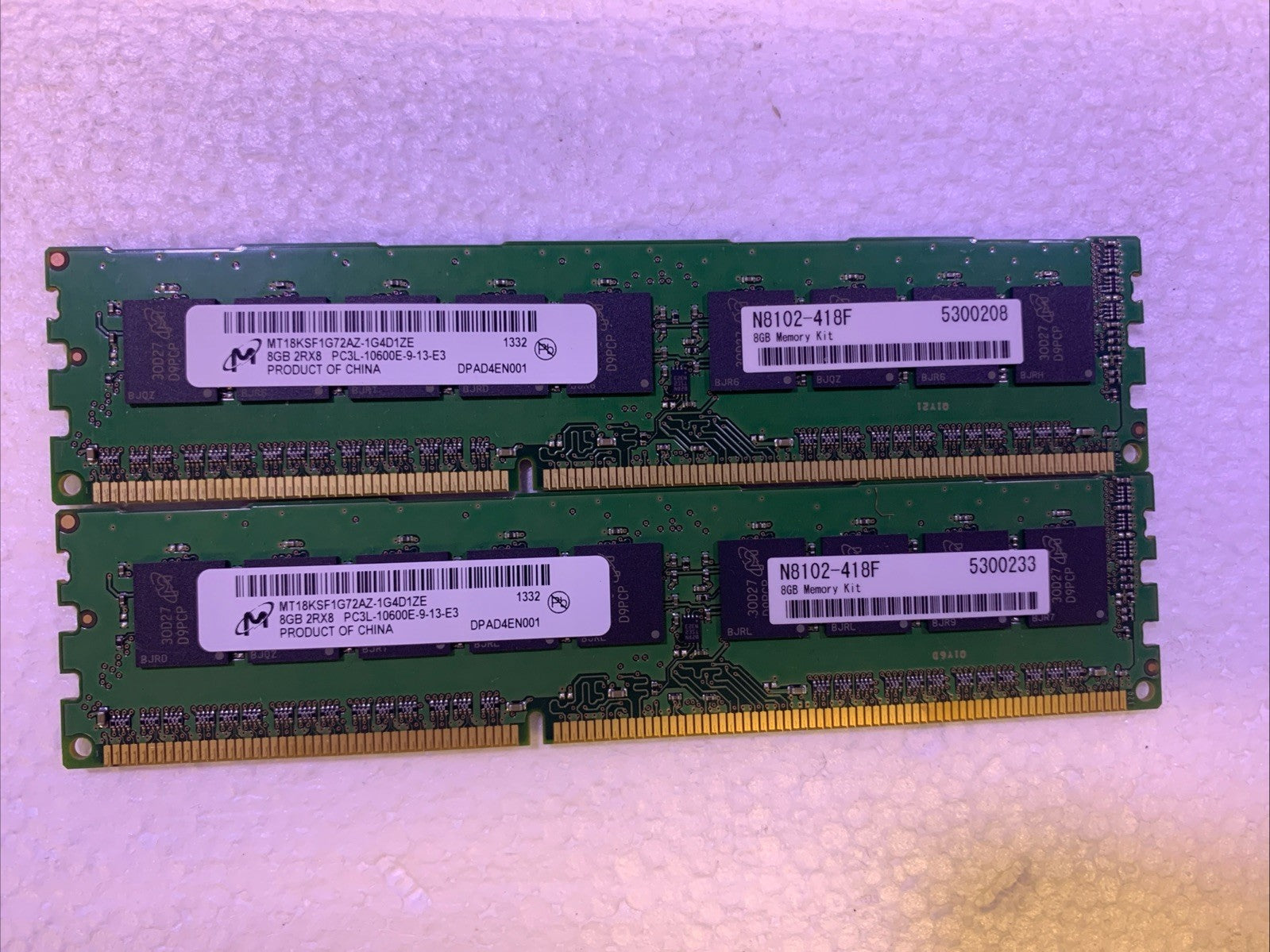 🔥 2x 8GB Micron DDR3L-1333 PC3L-10600E ECC UDIMM 2Rx8 240-Pin SERVER RAM memory