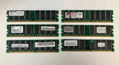 (Lot of 6x) Mixed Brands & Mixed Model DDR1 Desktop DIMM Memory ~