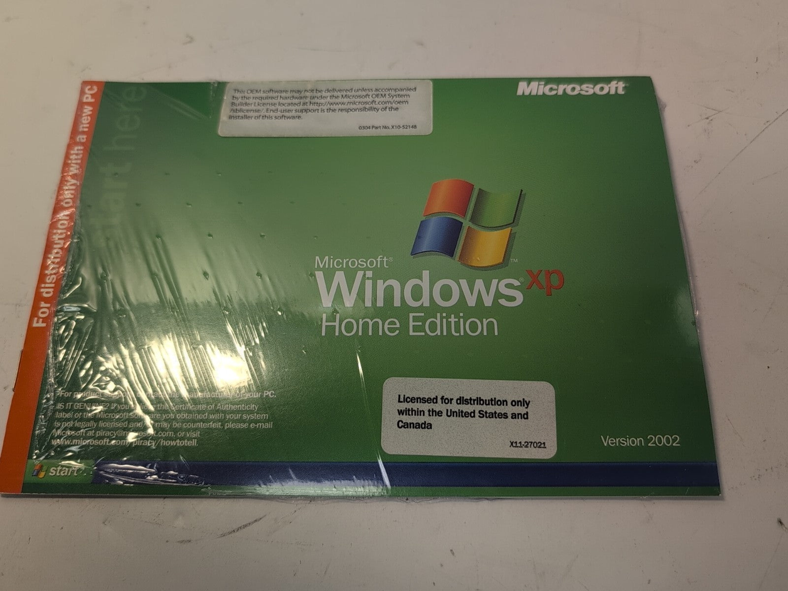 🔥 Microsoft Windows XP Home Edition For Distribution Version 2002 Sealed W/COA-