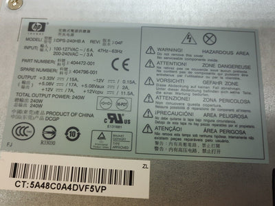 - HP DPS-240HB A 404472-001 404796-001 240W POWER SUPPLY @