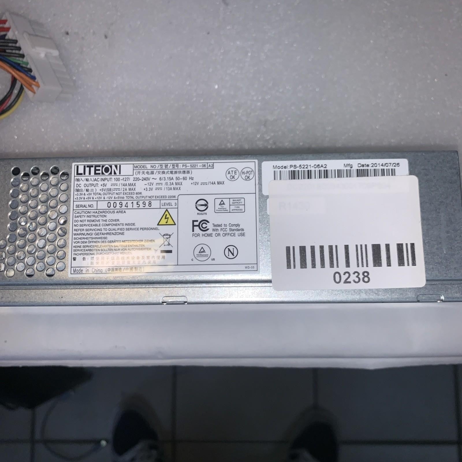 LiteOn PS-5221-06 A2 220W Power Supply for Acer/eMachines/Gateway PC