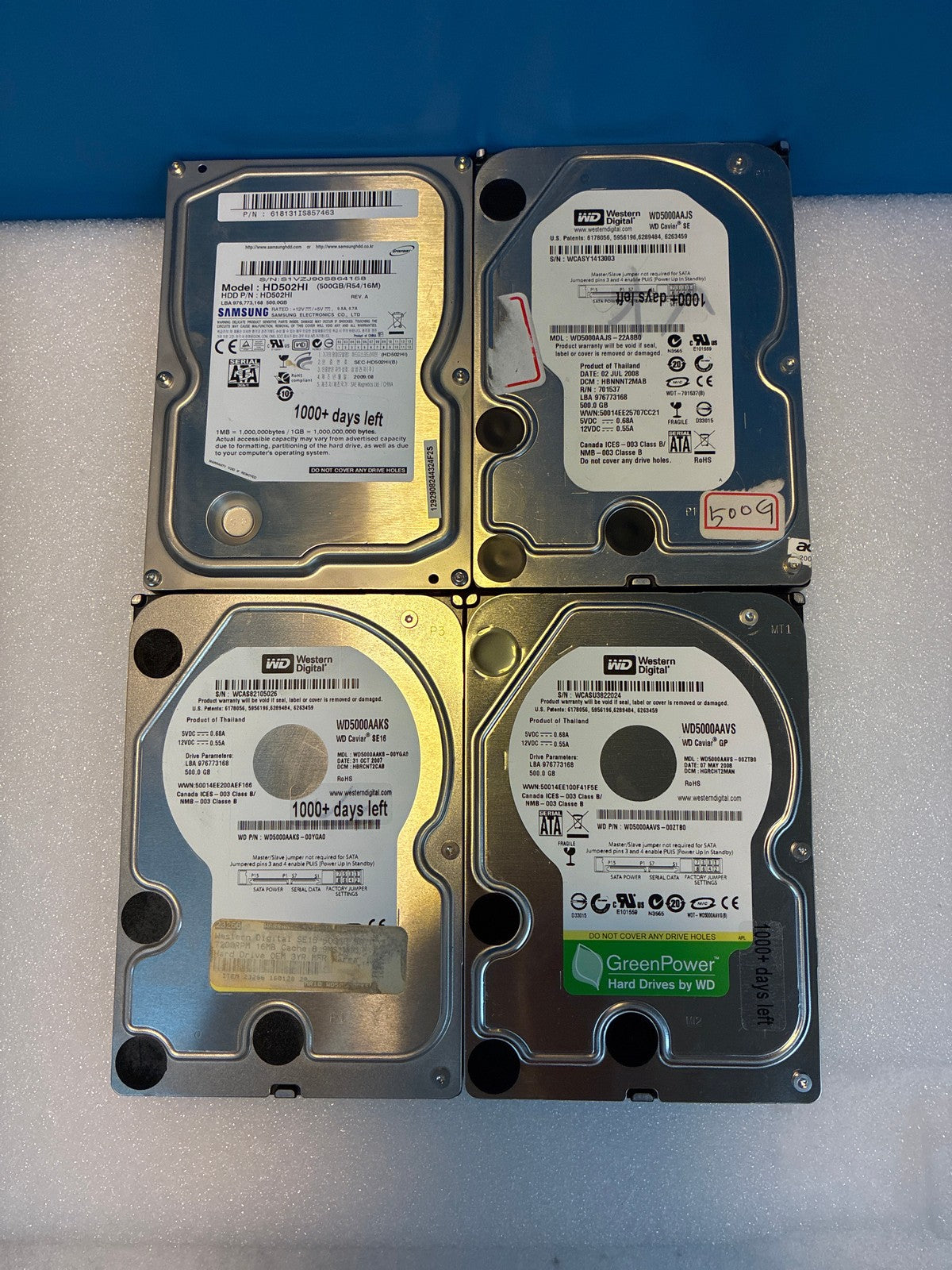 4x Mixed brands🔥500GB 3.5in SATA HDD Hard Drive (1000+ days lifetime remaining)