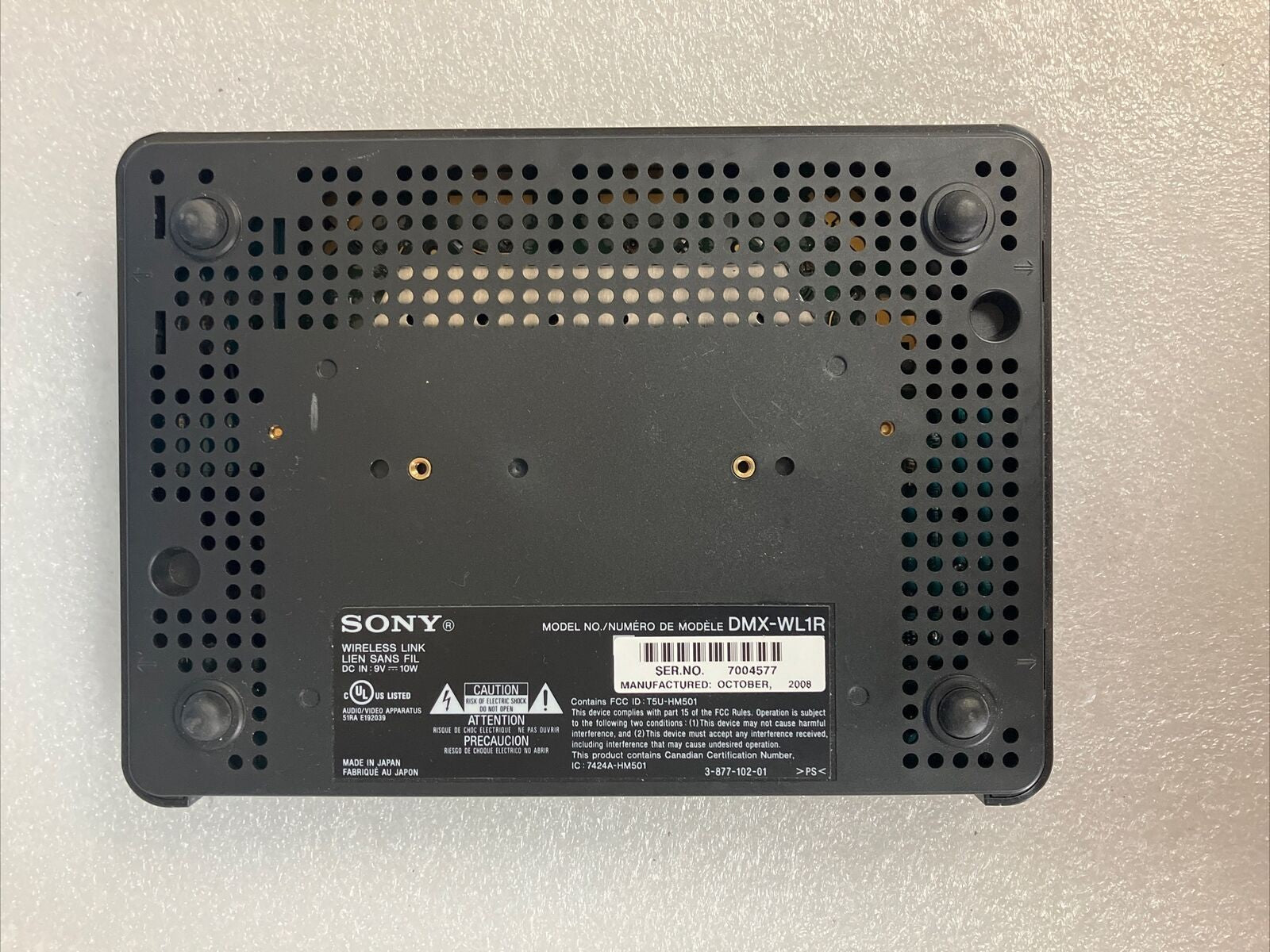 Sony DMX-WL1R Bravia HDMI Output Wireless Link With Power Adapter (No Remote) ~