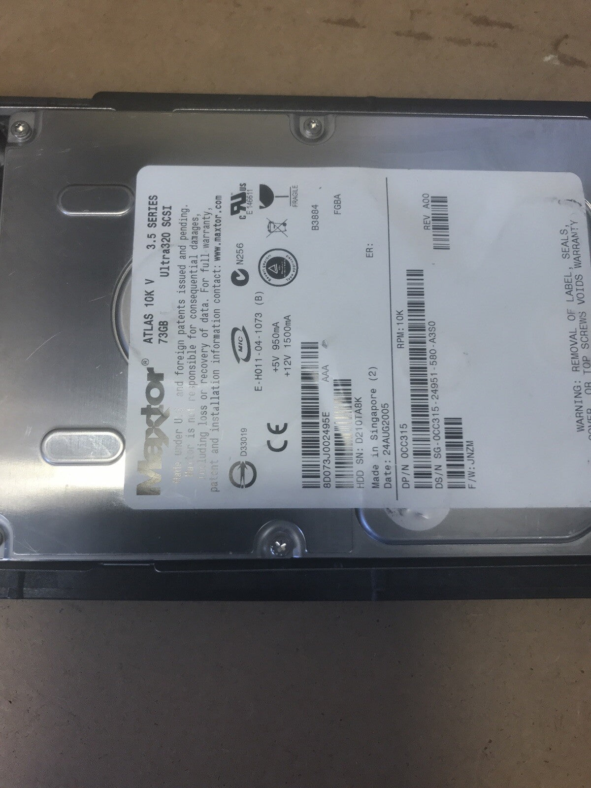Dell 73GB SCSI 3.5 Hard Disk Drive CC315 0CC315 Caddy Y6939 PowerEdge 1650 1750