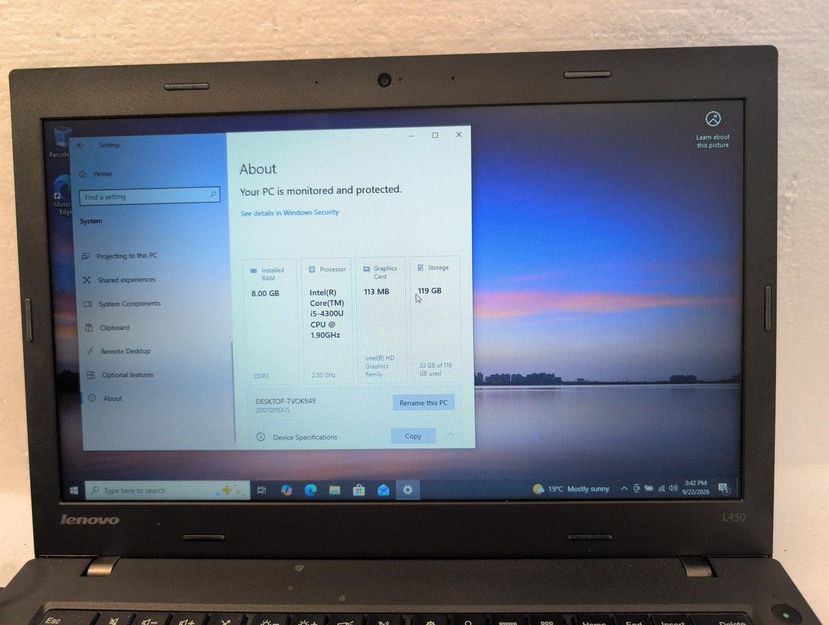 🎸 Lenovo ThinkPad L450 20DT001DUS 14" Laptop i5-4300U 8GB RAM 128GB SSD Win10