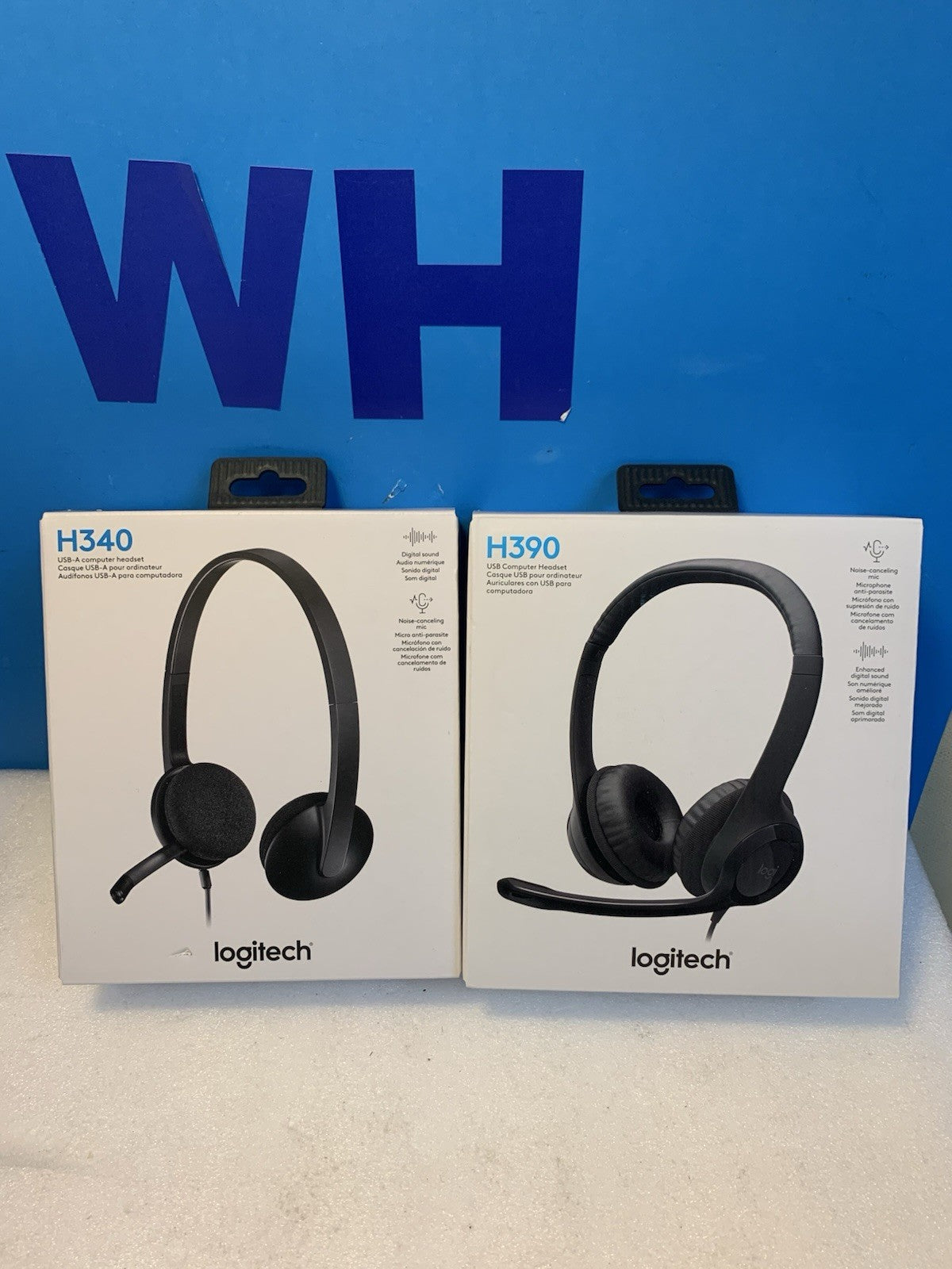 Logitech USB Headset Lot H340 + H390 Noise Cancelling Mic New