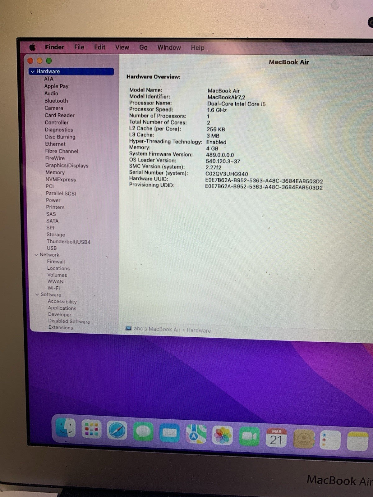 🔥 Nice ~ 2015 Apple MacBook Air 13'' Core i5 4GB 128GB MacOS Monterey