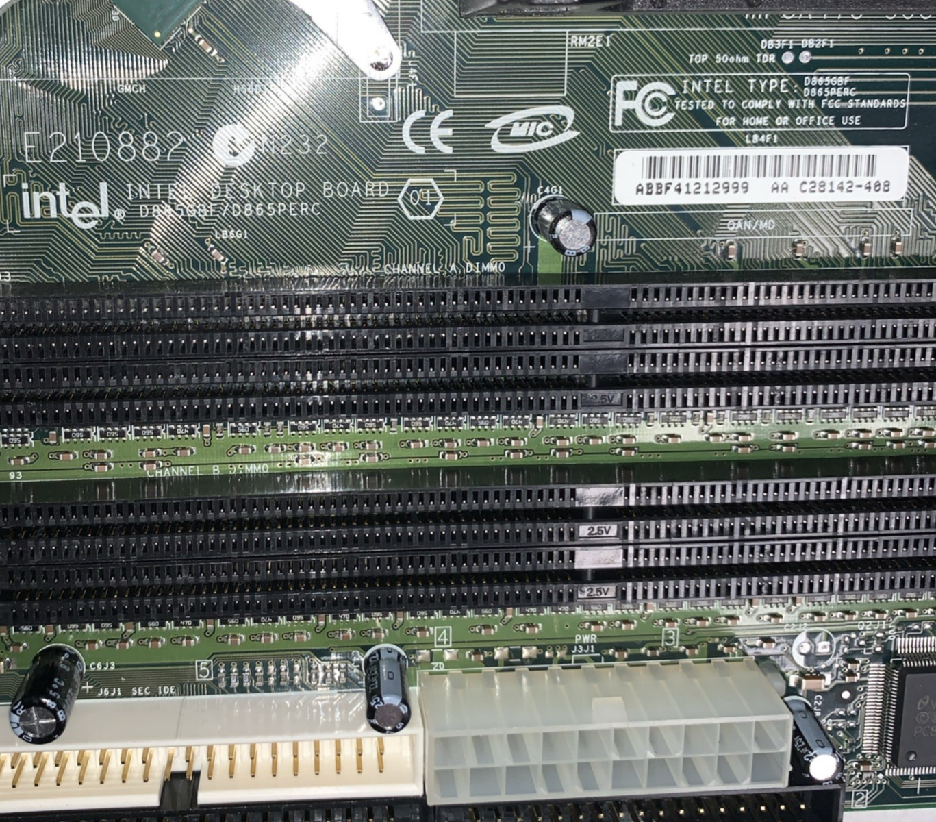 Intel D865GBF/D865PERC 478 ATX Motherboard +2.8Ghz CPU & I/O plate C28142-408