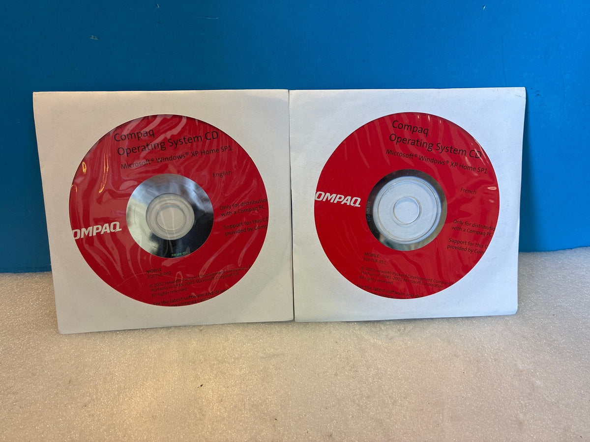 🔥 Compaq Windows XP Home SP1 OEM OS CD 316758-001 English & French 2-Disc Set