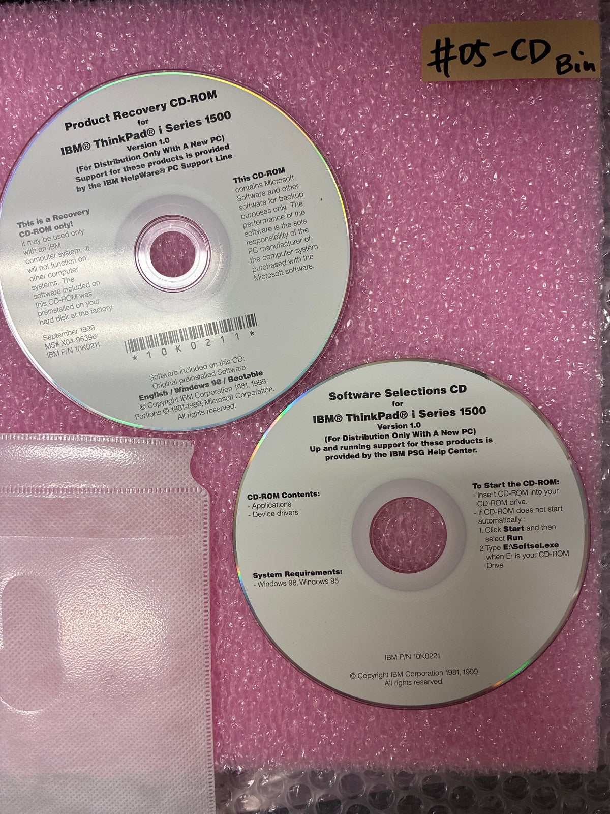 🔥 IBM ThinkPad i Series 1500 10K0211 Windows 98 Product Recovery & Software CD