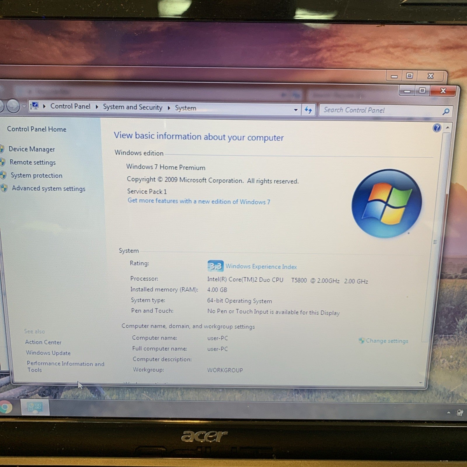 🔥 Acer Aspire 6930 16"  Laptop Dual Core 4Gb 320GB Hdmi Win 7 Home -Read