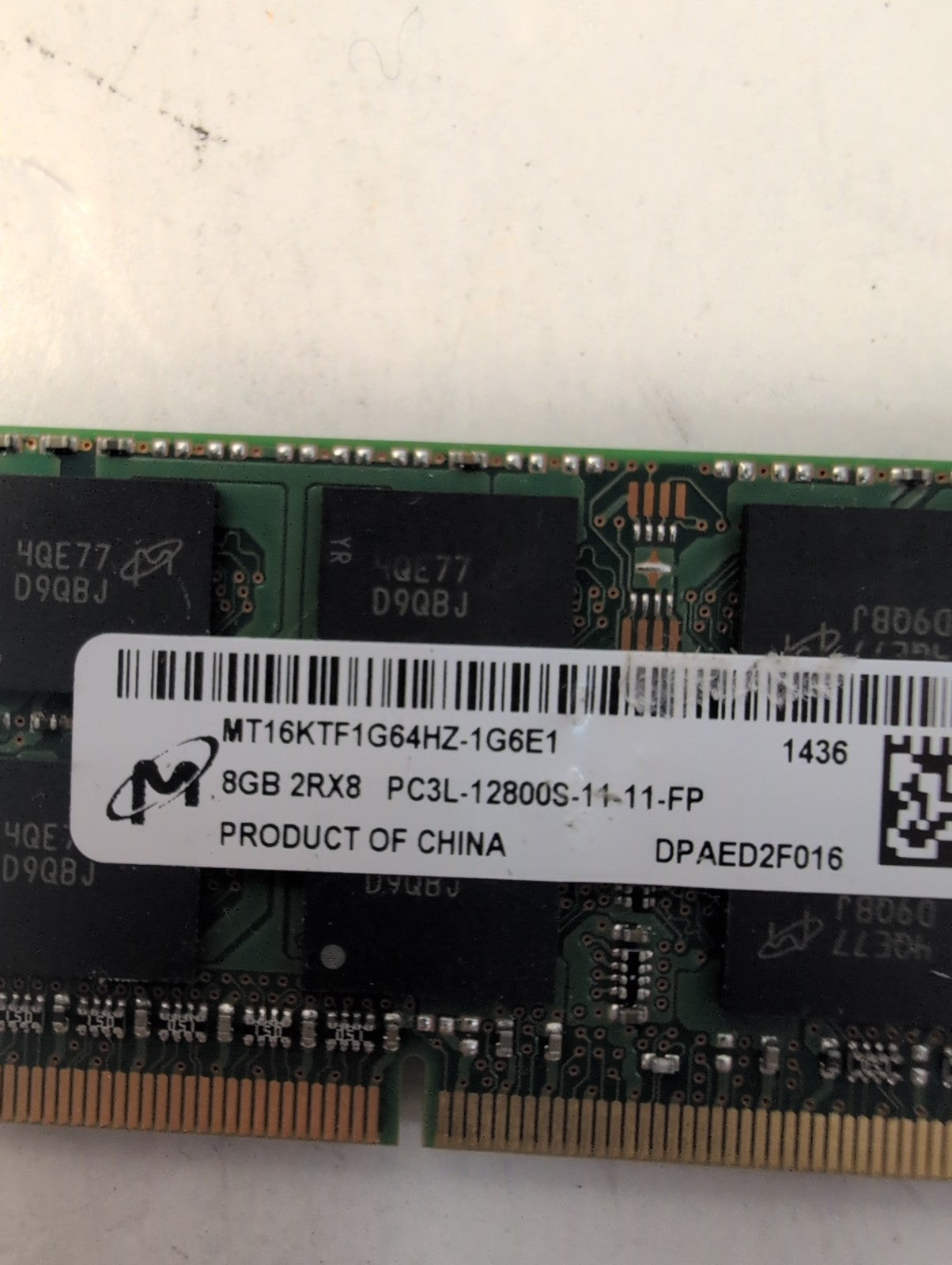 🔥MICRON MT16KTF1G64HZ-1G6E1 8GB PC3L-12800S LAPTOP MEMORY -