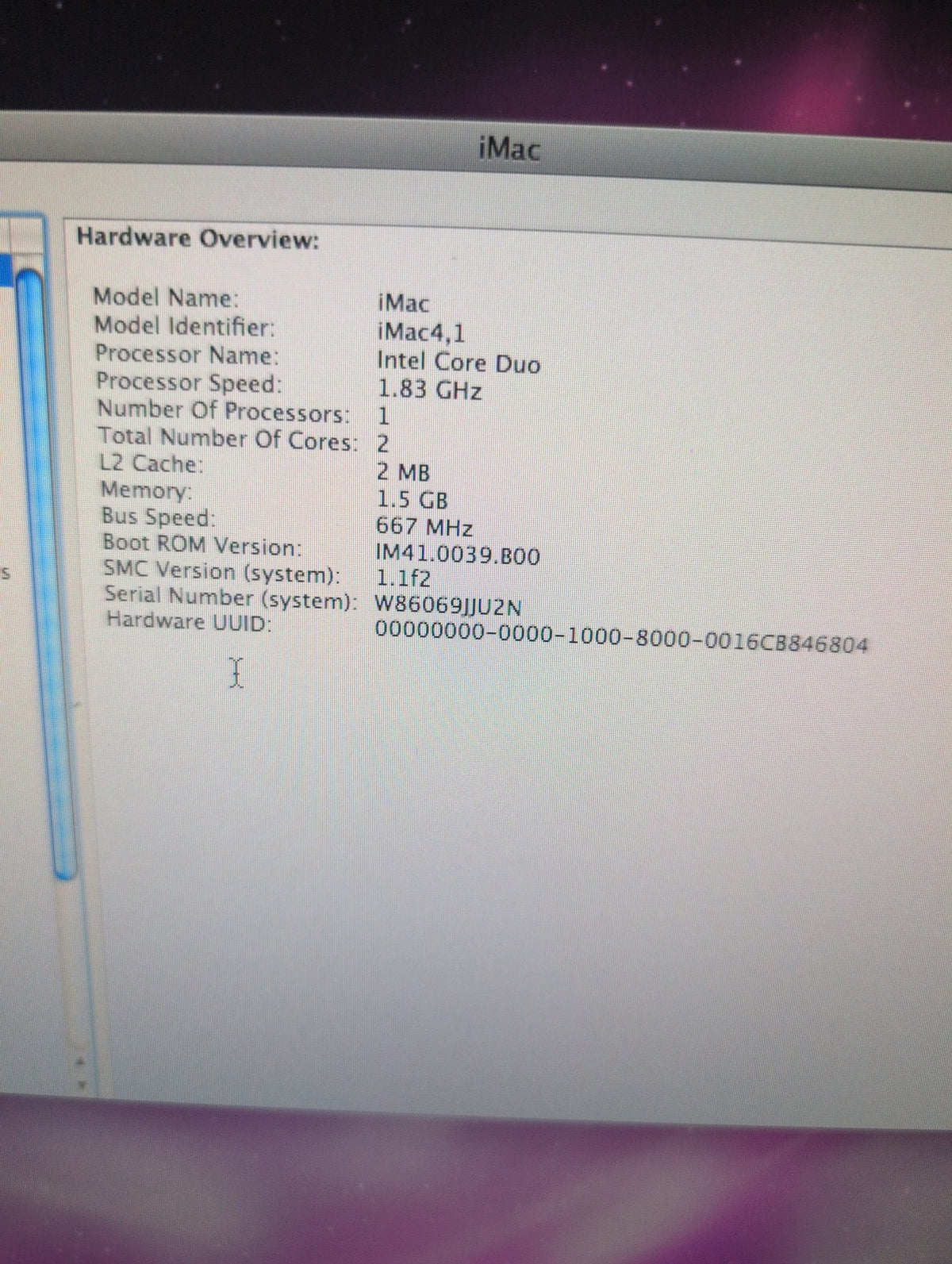 🎸 Apple iMac 17-inch A1173 Core Duo 1.83GHz 1.5GB RAM 160GB HDD OS 10.6