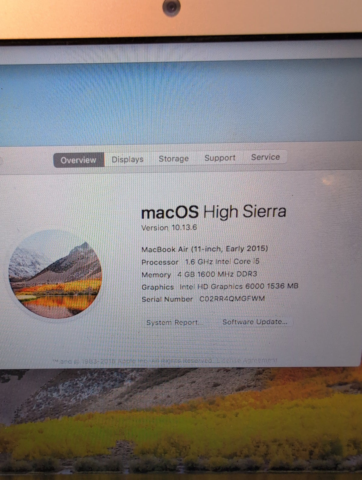 Apple MacBook Air A1465 11-inch 2015 1.6GHz Core i5 4GB 128GB SSD (NO AC) -