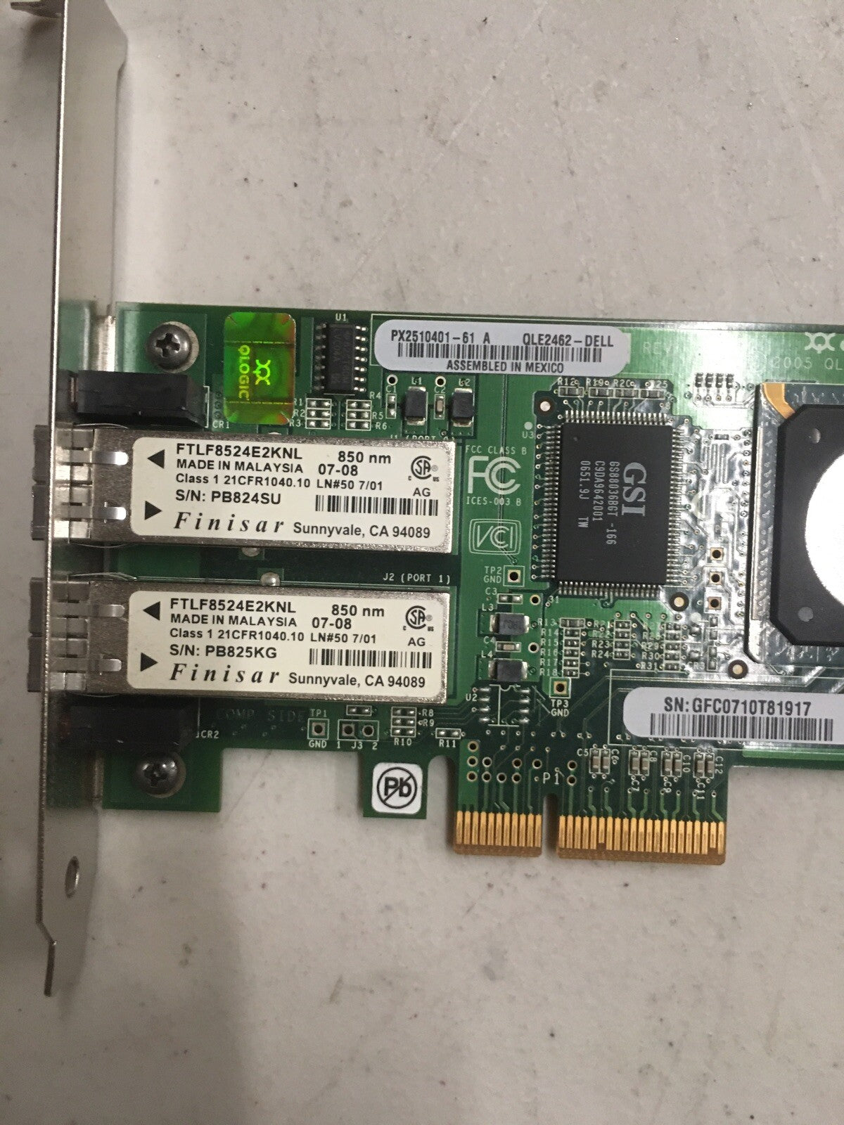 ~ QLOGIC QLE2462 Dual-Port 4GB FIBRE CHANNEL PCI-E # PX2510401-61 A