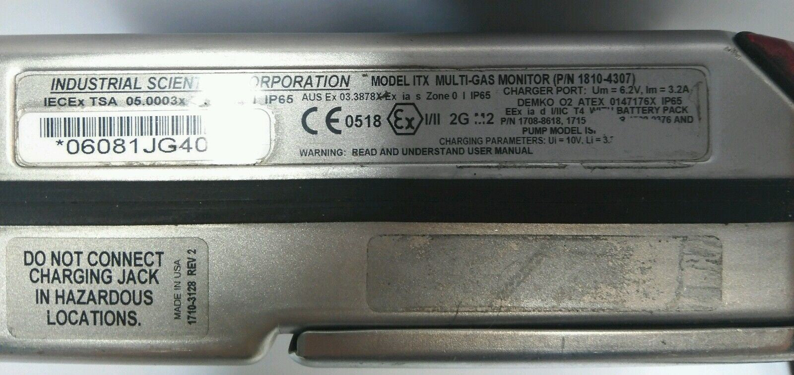 Industrial Scientific Model ITX 1810-4307 Multi-Gas Monitor