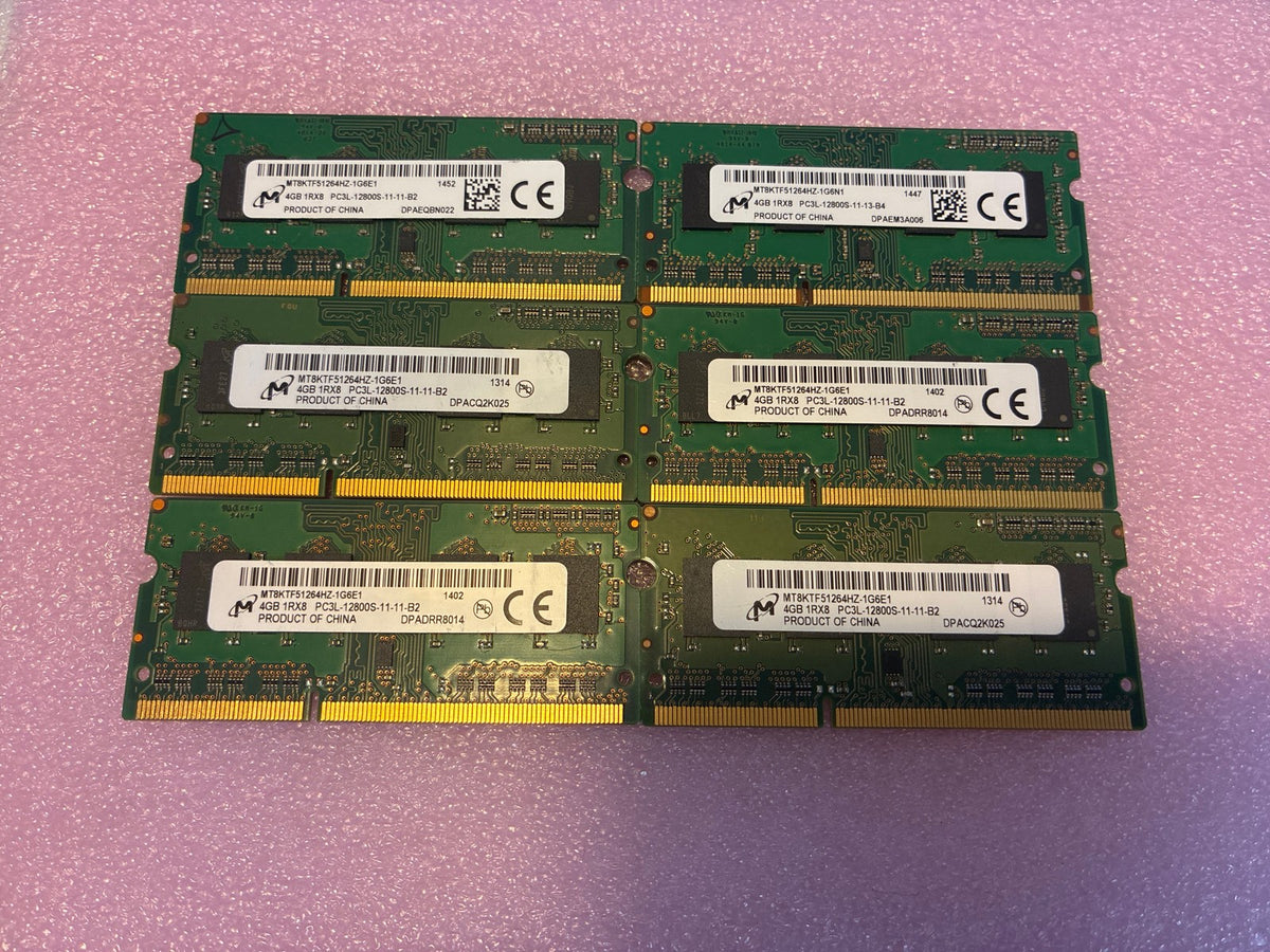 🔥 Micron MT8KTF51264HZ-1G6E1 4GB DDR3L SO-DIMM 1600MHz Laptop RAM Lot of 6