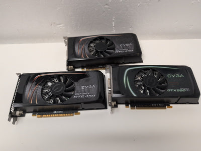 🔥 3x EVGA NVIDIA GeForce 1GB PCI-E Graphics Cards (2x GTS 450,  1x GTX 550Ti) -