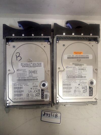 -2x IBM 73.4GB Ultra160 10K 06P5756 06P5760 HARD DRIVE W/CADDY @@@ 
